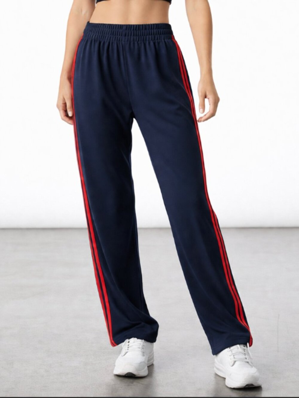 Splits59 Heavyweight Navy Blue Indigo Red Double Side Stripe Track Pant Sweats S